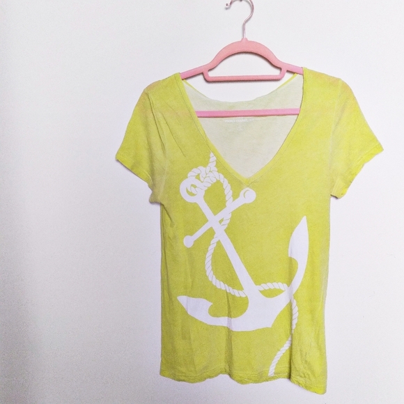 J Crew 100% Cotton V Neck Nautical Novelty Print Graphic Tee Size Large - Picture 2 of 8